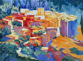Michele CARER - peintre - toile - A LABRI DE LA FALAISE