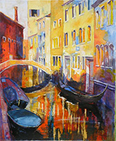 Michele CARER - peintre - toile - Canal in the sun