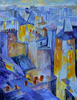 Michele CARER - peintre - toile - Roofs and chimneys