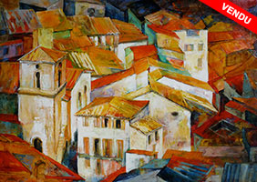 Michele CARER - peintre - toile - Le coeur de la ville