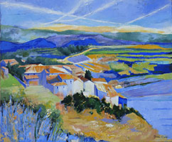 Michele CARER - peintre - toile - Collines bleues