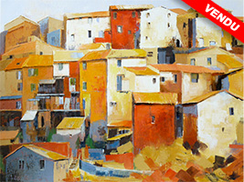 Michele CARER - peintre - toile - Entre toits et faades
