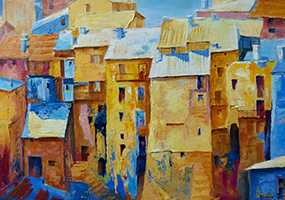 Michele CARER - peintre - toile - Les unes serres contre les autres