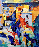 Michele CARER - peintre - toile - BROKEN VILLAGE (inspir par la catastrophe de la valle de la Roya)